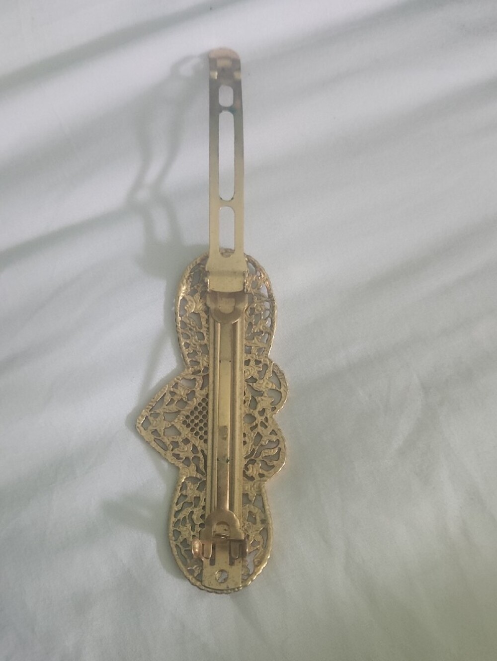 Gold Filigree Heart Hair Barrette - Picture 3 of 3